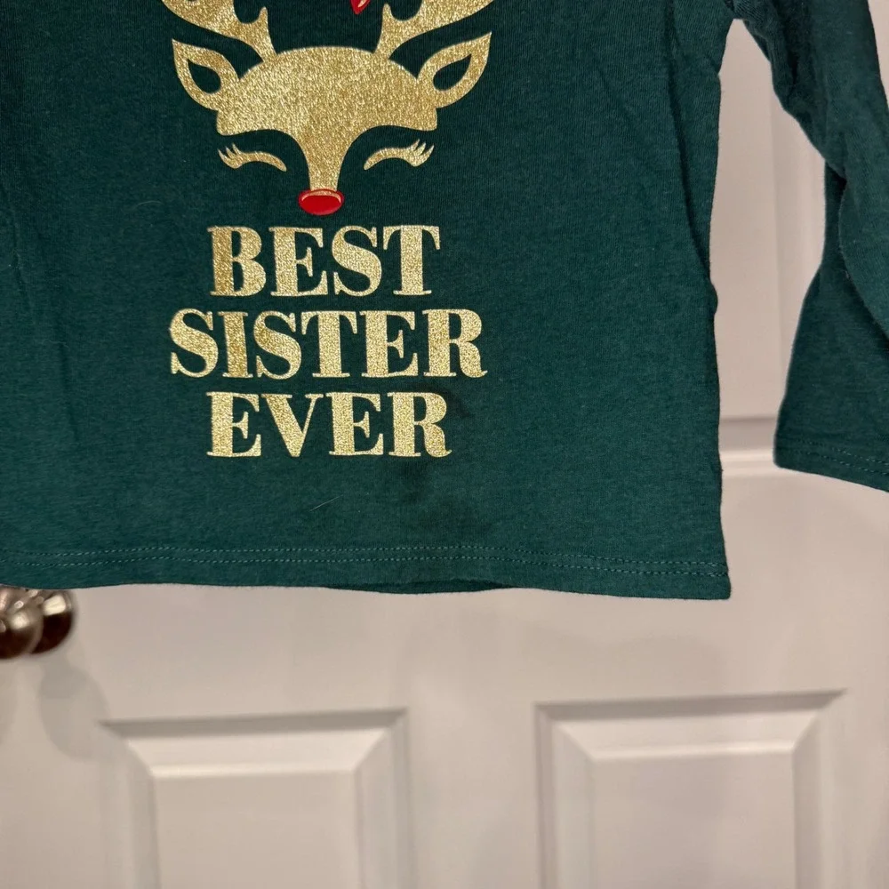 The Childrens Place Girls Reindeer Best‎ Sister Ever Christmas Shirt Size 12-18M